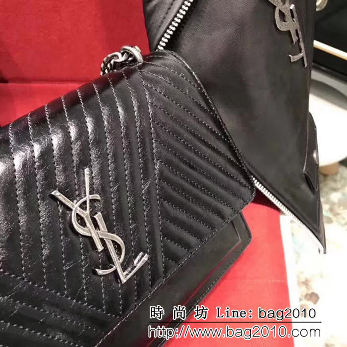 YSL聖羅蘭 王子文同款 經典sunset刺繡條紋鏈條包 26608 YAS1029